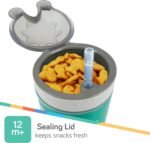 Nuby All in One Snack Bowl and No Spill Soft Straw Cup - Snack N' Sip Colors and Prints May Vary - Holds: 4.5 oz Container with Lid and 9 oz/ 270 ml Straw Cup (12 Months +) - Image 7