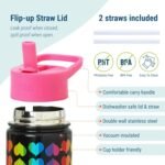 Wildkin Kids 14oz Stainless Steel Water Bottle – BPA-Free, Leakproof, Insulated, Easy-Clean - Rainbow Hearts - Image 4