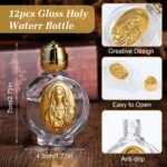 MAQUITA 12 Pcs Glass Holy Water Bottles 0.5 Floz Embossed Portable Glass Travel Bottles Girl Communion Church Gifts for Home Wedding Baptism Favors(Gold,Immaculate Heart of Mary) - Image 3
