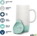 Ello Jane 18oz Ceramic Travel Mug with Handle, Splash-Resistant Slider Lid and Built-in Coaster, Perfect for Coffee and Tea, BPA Free, Dishwasher Safe, Holiday Gift Her Him, Yucca - Image 3