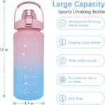 64 oz Large Capacity Water Bottle with Motivational Time Markers and Straw, Portable, Leakproof, BPA Free for Fitness, Gym and Outdoor Sports. (Pink) - Image 3