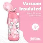 Jarlson® Kids Water Bottle CHARLI [12OZ] - Stainless Steel Thermo Bottle with Straw - Insulated, Spill Proof Waterbottle for School & Sports - Thermo Tumbler for Boys & Girls (Cat) - Image 3