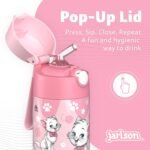 Jarlson® Kids Water Bottle CHARLI [12OZ] - Stainless Steel Thermo Bottle with Straw - Insulated, Spill Proof Waterbottle for School & Sports - Thermo Tumbler for Boys & Girls (Cat) - Image 6