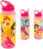 Disney Princess Reusable Water Bottle Set - Bundle of 30oz Plastic Sports Tumbler with Spout Plus Sticker, and More | School Supplies for Girls - Image 3