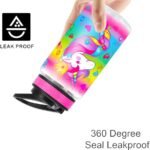 Home Tune 15oz Water Bottle for Kids Girls Boys School, BPA Free, Leak Proof Flip Straw, Carry Loop, Easy Clean - Unicorn - Image 5