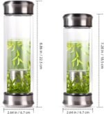 Double Wall Glass Tea Bottle with Infuser - Loose Leaf Tea Steeper, Insulated Cup, Fruit Brewer, Glass Mug With Double Lids - Portable Brewer - Water Infuser Bottle - 13.5 & 10 oz (13.5 oz) - Image 3