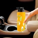 24oz Glass Water Bottle with Silicone Sleeve and Spout Lid - High Borosilicate Glass, Wide Mouth, Leakproof with Handle, BPA-Free, Perfect for Hydration on the Go (Bright Yellow) - Image 5