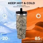 Army Digital Camouflage Car Cup 30 Oz Water Bottle Large Capacity Car Cup Insulated Travel Coffee Mug Double Wall Travel Cups Vacuum Insulated Tumbler for Outdoor Home Use - Image 5
