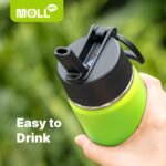 Kids Insulated Water Bottle with Straw-16 oz Stainless Steel Double Wall Vacuum Wide Mouth Sports Water Bottles for School, Metal Water Flask for Girl (Apple Green) - Image 3