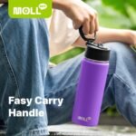 Kids Insulated Water Bottle with Straw-16 oz Stainless Steel Double Wall Vacuum Wide Mouth Sports Water Bottles for School, Metal Water Flask for Girl (Apple Green) - Image 4