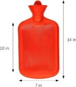 SteadMax Hot Water Bottle, 2L (68oz) Natural Rubber -BPA Free- Durable Large Hot Water Bag for Hot Compress and Heat Therapy, Pain Relief from Cramps, Back Pain, Sore Muscles, Injuries, Red - Image 3