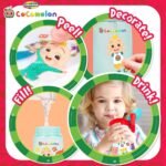 Creative Kids Cocomelon Decorate Your Own Water Bottle BPA Free with 4 Sheets of Stickers - Leak-Proof, Pop-Up Spout Cover - Easy to Grip School or Travel Bottle Gift for Boys & Girls Age 3+ - Image 3