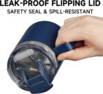 ALOUFEA 12oz Insulated Coffee Mug Cup with Handle, Stainless Steel Travel Coffee Mug with Flip Lid, Double Wall Vacuum Coffee Tumbler, Navy - Image 3