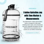 H2OCOACH 1 Gallon Hydration Jug with Time Marker & Measurements, BPA-Free Tritan Sports Drink Container, Motivational Daily Intake Tracker for Gym, Workout, & Fitness Routines (128 oz) - Image 3