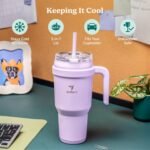 REDUCE 40 oz Stainless Steel Tumbler with Handle - Dual-Wall Vacuum Insulated Travel Mug, Sweat-Proof Lid & Reusable Straw - Keeps Drinks Cold for 24 Hrs, Fits Cupholders, Dishwasher Safe - Dark Web - Image 4