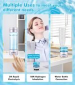 Meticuloso Upgraded 3-in-1 Hydrogen Water Bottle Generator up to 5000PPB Hydrogen Inhalation Machine Hydrogen Water Maker with SPE PEM Technology (Nasal Cannula Not Included) - Image 5