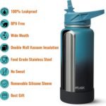40oz Insulated Water Bottle with Straw, Stainless Steel Metal Vacuum Water Flask, Large Thermal Water bottle with Leakproof 3 Lids for Travel, Camping, Gym Sports Indigo Black - Image 4