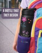Kids Water Bottle Vacuum Insulated Stainless Steel with Straw for School, Sports, Travel with Washable Chalk Markers Included, Leakproof Water Bottle, 20 oz - Image 5