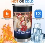 Personalized Tumbler with Photo Text Logo, Made in USA 20 oz Custom Stainless Steel Coffee Mug with Lid, Custom Cup Gift for Dad, Mom, Friends - Image 4