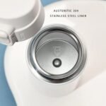 Vacuum Insulated Bottle Thermal Water Bottle Travel Coffee Mug with Safety Buckle Lid Stainless Steel Leak Proof Tumbler Water Flask 15.2 Oz/450ml(White) - Image 4