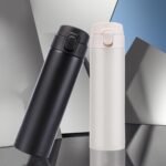 Vacuum Insulated Bottle Thermal Water Bottle Travel Coffee Mug with Safety Buckle Lid Stainless Steel Leak Proof Tumbler Water Flask 15.2 Oz/450ml(White) - Image 7