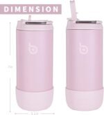 BOTTLE BOTTLE Kids Water Bottle 12 oz Kids Insulated Cup with Leak-proof Lid Silicone Boot Stainless Steel Straw Cup for School Sports Travel Gifts for Girls pink - Image 3