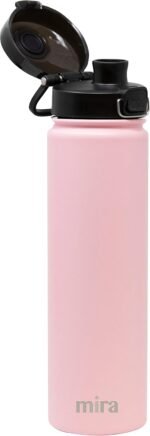 MIRA 24 oz Insulated Water Bottle - Stainless Steel Thermo with One-Touch Quick-Open Spout - Double Wall Hot & Cold (24Hr Cold/12Hr Hot) - Rose Pink - Image 3