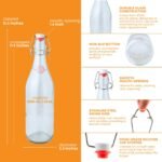 FastRack Swing Top Glass Bottles |33 oz – Pack of 6 | Clear Flip Top Glass Bottles for Home Brewing, Carbonated Drinks, Kombucha, Fermentation, Water | Food Grade – ECO Friendly - Image 4