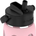 Lifefactory 22-Ounce Glass Water Bottle with Pivot Straw Cap and Protective Silicone Sleeve, Desert Rose - Image 4