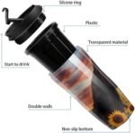 Digital Horse Sunflower Field Sunset Travel Coffee Mug with Flip Lid Anti-Slip Base Tumbler Water Bottle - Image 3