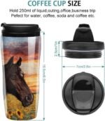 Digital Horse Sunflower Field Sunset Travel Coffee Mug with Flip Lid Anti-Slip Base Tumbler Water Bottle - Image 4