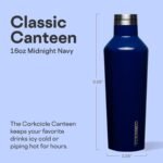 Corkcicle Classic Canteen Insulated Water Bottle - Stainless Steel Reusable Tumbler - Triple Insulated - Keeps Drinks Cold 25 Hours or Hot 12 Hours - Cupholder Friendly - Midnight Navy - 16 oz - Image 3