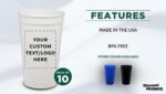 DISCOUNT PROMOS Custom Plastic Stadium Cups 22 oz. Set of 10, Personalized Bulk Pack - Perfect for Birthdays, Picnic, Beach, Parties - Translucent White - Image 3