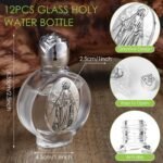 MAQUITA 12 Pcs Glass Holy Water Bottles 0.5 Fl oz Embossed Glass Travel Empty Bottles Girls Little Bottle Church Decorations for Home Wedding, Portable Party Favors (Silver,Divine Mercy) - Image 3