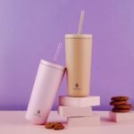 Manna Ranger Double-wall Insulated Stainless Steel Tumbler with Leak-proof Smart Seal Lid and Reusable Tritan Straw - 24 Oz - Sand - Image 4