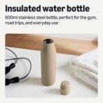 Amazon Basics Insulated Stainless Steel Water Bottle, 20 oz., BPA-Free, Linen Gray - Image 3
