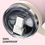 Kids - 24oz Insulated Tumbler - Removable Flip Spout & Straw Water Bottle With Durable handle, Base & Lid, Leak proof, Perfect for School, Sports, Lunch, Travel & Camp- Pink sand - Image 3