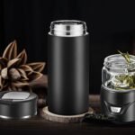 Glass Tea Infuser Bottle,Double Wall Glass Water Bottle Tea and Portable Travel Mug Cup Tumbler Stainless Steel Insulated Cup for Men Daily Office Home (Gray) - Image 5