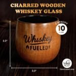 Charred Wooden Whiskey Glasses, Bourbon Drinking Glass, Whiskey Gifts for Men, Old Fashioned Whiskey Tumbler, Great Bourbon Gifts for Men, Dad, Husband, Brother, Whiskey Lovers, Wood Whiskey Cup - Image 3