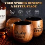 Charred Wooden Whiskey Glasses, Bourbon Drinking Glass, Whiskey Gifts for Men, Old Fashioned Whiskey Tumbler, Great Bourbon Gifts for Men, Dad, Husband, Brother, Whiskey Lovers, Wood Whiskey Cup - Image 4