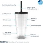 Tervis Clear & Colorful Made in USA Double Walled Insulated Tumbler Travel Cup Keeps Drinks Cold & Hot, 24oz, Black Straw Lid - Image 3