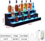 LED Lighted Liquor Bottle Display Shelf - 3-Step, 24 in, Remote & App Control, Acrylic with Wine Holder Slots, Multi Functional Wine Rack - Image 5