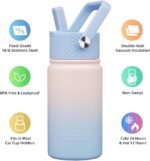 BJPKPK Insulated Water Bottle with Straw Lid, 15oz Cute Water Bottles, Stainless Steel Metal Thermo, Reusable BPA Free Leak Proof Tumblers, Cups,Sunset Clouds - Image 3