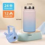 BJPKPK Insulated Water Bottle with Straw Lid, 15oz Cute Water Bottles, Stainless Steel Metal Thermo, Reusable BPA Free Leak Proof Tumblers, Cups,Sunset Clouds - Image 4