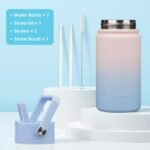 BJPKPK Insulated Water Bottle with Straw Lid, 15oz Cute Water Bottles, Stainless Steel Metal Thermo, Reusable BPA Free Leak Proof Tumblers, Cups,Sunset Clouds - Image 5