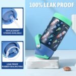 rockpapa Kids Insulated Water Bottle with Straw, BPA-Free, 18/8 Stainless Steel, Leak Proof, 14OZ Metal Cup Water Bottle for School Boys Girls (Blue Rocket) - Image 5