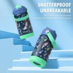 rockpapa Kids Insulated Water Bottle with Straw, BPA-Free, 18/8 Stainless Steel, Leak Proof, 14OZ Metal Cup Water Bottle for School Boys Girls (Blue Rocket) - Image 6