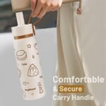24 oz Insulated Water Bottle with Straw & Handle, Cute Double Wall Vacuum Stainless Steel Tumbler, Fits Car Cupholder, Leak Proof Water Flask Jug for Travel, Camping, Gym and School (Brown) - Image 3
