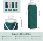 Portable Collapsible Water Bottles,BPA Free Food-Grade Silicone Reusable water Bottle For Outdoor Travel Hiking Sports,Compact,Lightweight Easy To Carry,Leakproof Water Bottles,Dark Green - Image 4
