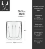 Viski Double Walled Rocks Glasses - Insulated Whiskey Tumblers with Cut Crystal Design - Dishwasher Safe 10.5oz Set of 2 - Image 4